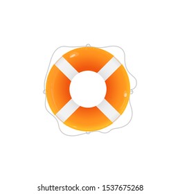 Inflatable life saving swimming ring or glossy rubber toy for water activity cartoon vector illustration isolated on white background. Accessory for beach and swimming pool.