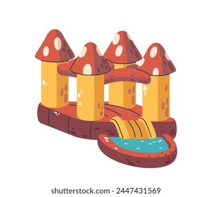 Inflatable Mushroom Slide With Attached Pool For Splashing Fun, Perfect For Backyard Parties Or Summer Gatherings