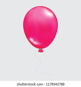 Inflatable pink air balloon. Realistic ball, on a transparent background.