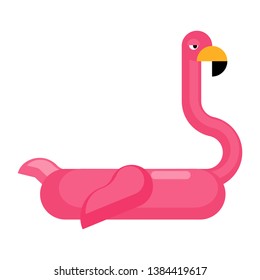 Inflatable Pink flamingo isolated. Magic bird Toy for swimming
