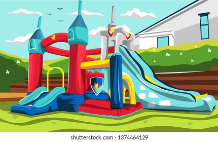 Inflatable Playground  for Kids Vector Outdoor Design Ideas