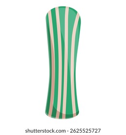 Inflatable pool mattress with green and beige stripes floating on water surface, providing relaxation and summer fun