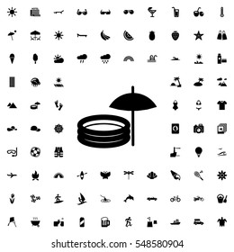 inflatable pool and umbrella icon illustration isolated vector sign symbol