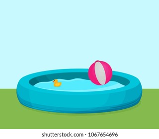 Inflatable Pool vector. Flat design.