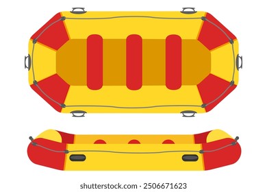 Ilustración vectorial inflable del estilo plano del bote de rafting aislada en el fondo blanco