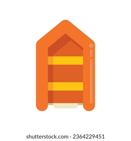 Inflatable rescue boat icon flat vector. Sea life. Safety vest isolated