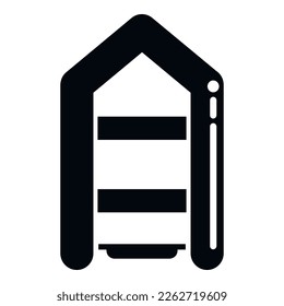Inflatable rescue boat icon simple vector. Sea life. Safety vest