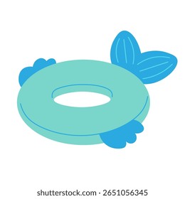 inflatable ring fish's tail in doodle style. element for mascot decor postcard design print sticker poster background