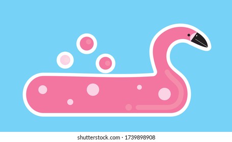 inflatable ring flamingo sea donut
pool funny summer vacation vector icon