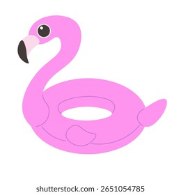inflatable ring pink flamingo in doodle style. element for mascot decor postcard design print sticker poster background