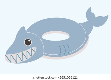inflatable ring shark in doodle style. element for mascot decor postcard design print sticker poster background