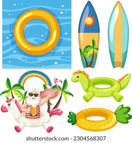 Inflatable Ring In Summer Theme Collection illustration