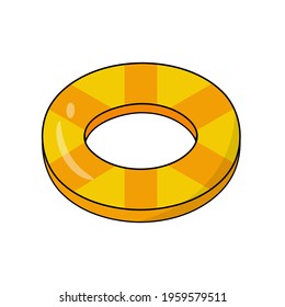 Inflatable ring for swimming. Colorful illustration of swim ring. Water safety equipment. Vector illustration. 