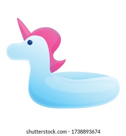 Icono inflable de unicornio. Dibujo del icono del vector unicornio inflable del anillo para diseño web aislado en fondo blanco