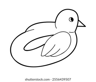 Inflatable ring white and black in the shape of a bird. Doodle clip art for your projects.