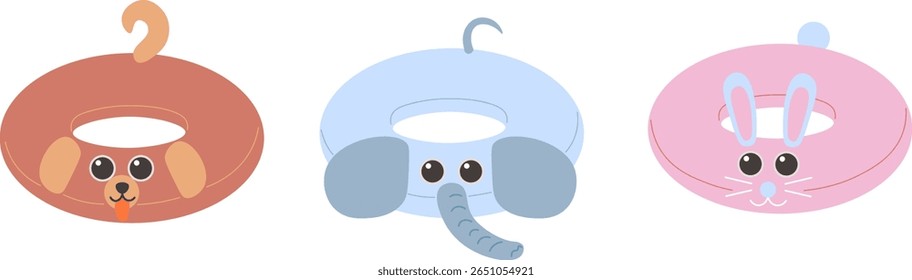 inflatable ring's set in doodle style. elements for mascot decor postcard design print sticker poster background