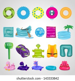 Inflatable Round Tube Icons Set - Isolated On Gray Background - Vector Illustration, Graphic Design Editable For Your Design