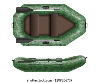 inflatable rubber boat for fishing and tourism vector illustration isolated on white background