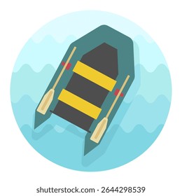 Inflatable rubber boat flat vector icon. Graph symbol for travel and tourism web site and apps design, logo, app, UI