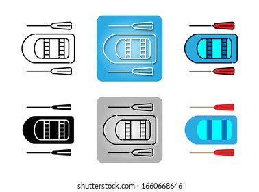 inflatable rubber boat  icon set isolated on white background for web design 