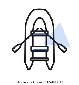 Inflatable rubber boat vector isolated icon. Graph symbol for travel and tourism web site and apps design, logo, app, UI