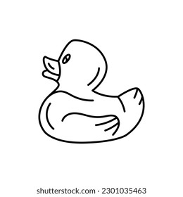 Inflatable rubber duck black line icon. Pictogram for web page, mobile app, promo.