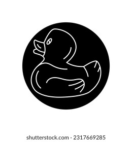 Inflatable rubber duck black line icon. Pictogram for web page, mobile app, promo.