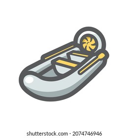 Inflatable rubber Motor Boat Vector icon Cartoon illustration