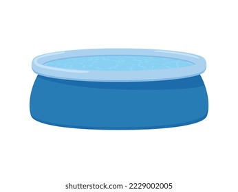 Inflatable rubber pool for the yard flat vector illustration isolated on white background. Rubber swimming inflatable pool for temporary usage in summer.