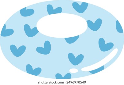 Inflatable Rubber Ring With Hearts Vector Illustration