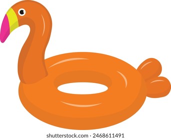 Inflatable Rubber Swimming Ring with Cartoon Style. Vector Illustration. Isolated on White Background.