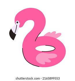 inflatable rubber swimming ring flamingo. pool rubber circle flamingo. summer water beach children toy. vector illustration in cartoon flat style on white