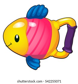 An inflatable rubber toy in the shape of a fish isolated on white background. Cartoon vector close-up illustration.