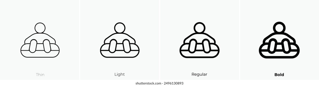 inflatable sled icon. Thin, Light Regular And Bold style design isolated on white background