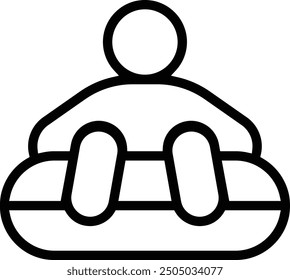 inflatable sled icon. Thin linear style design isolated on white background