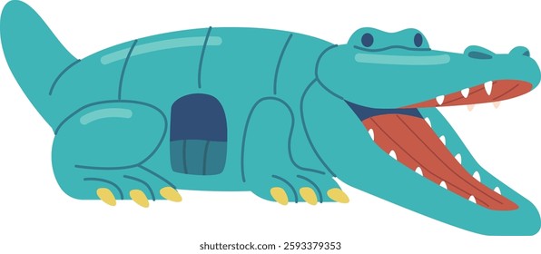 Inflatable slide alligator playground vector illustration