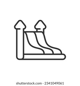 Inflatable slides for children, linear icon. Line with editable stroke