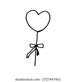 Pequeño boceto inflable del globo en forma de corazón en un fondo blanco
