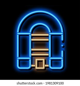 Inflatable Spacious Boat neon light sign vector. Glowing bright icon Inflatable Spacious Boat sign. transparent symbol illustration