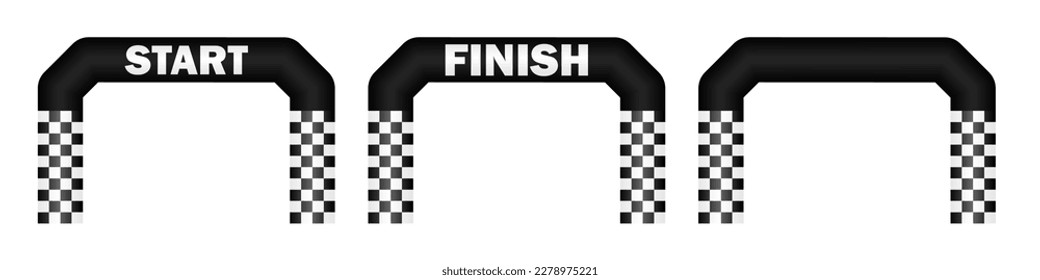 Inflatable Start and Finish Line Arch for Marathon, Racing or Sport. Vector Illustration Isolated on White Background.