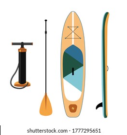 Inflatable sup board isolated illustration. Paddle board