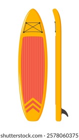 Inflatable sup board for outdoor activities and water sports. Stand up pabble board in different view.