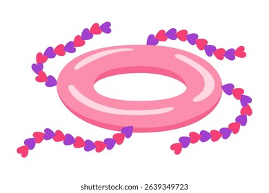 Inflatable swim pool ring. Colorful floater element for beach, swimming pool lifebuoy and life saver equipment. Inflatable rubber toy, cartoon vector illustration