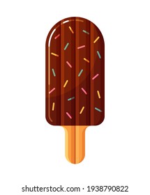 Inflatable swimming air mattress with chocolate popsicle design. Pool float equipment. Vector colorful flat illustration isolated on white background