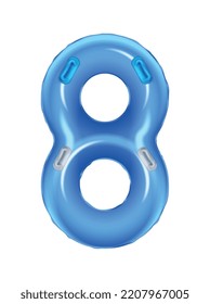 Inflatable swimming blue ring on white background realistic vector illustration