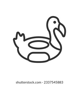 Inflatable swimming lap, linear icon, flamingo. Line with editable stroke