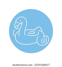 Inflatable swimming pool flamingo black line icon. Pictogram for web page, mobile app, promo.