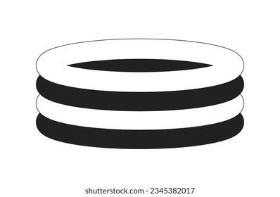 Inflatable swimming pool monochrome flat vector object. Backyard kiddie pool. Summertime. Editable black and white thin line icon. Simple cartoon clip art spot illustration for web graphic design