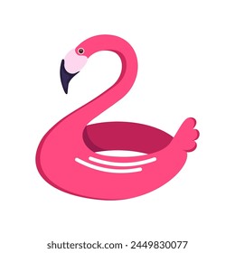 Inflatable swimming ring for children in shape of pink flamingo vector design