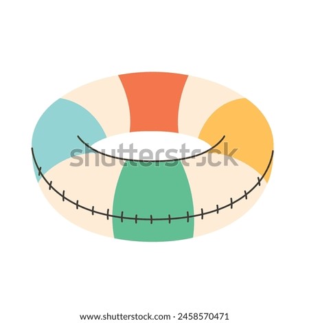Inflatable swimming ring. Rubber ring. Summer beach vacation. Inflatable pool toy. Vector illustration in flat style